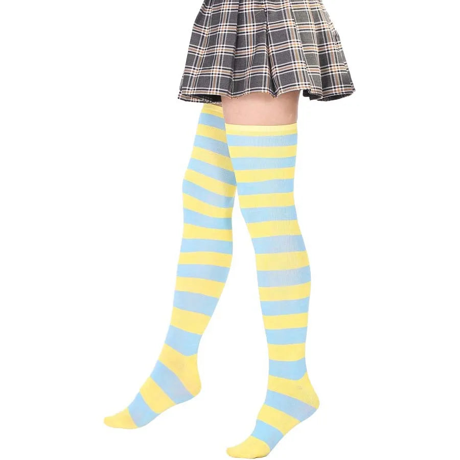 JK Woman Cosplay Stockings Orange Black Strips Lolita Long Socks Over Knee Thigh High Socks Women Compression Socks