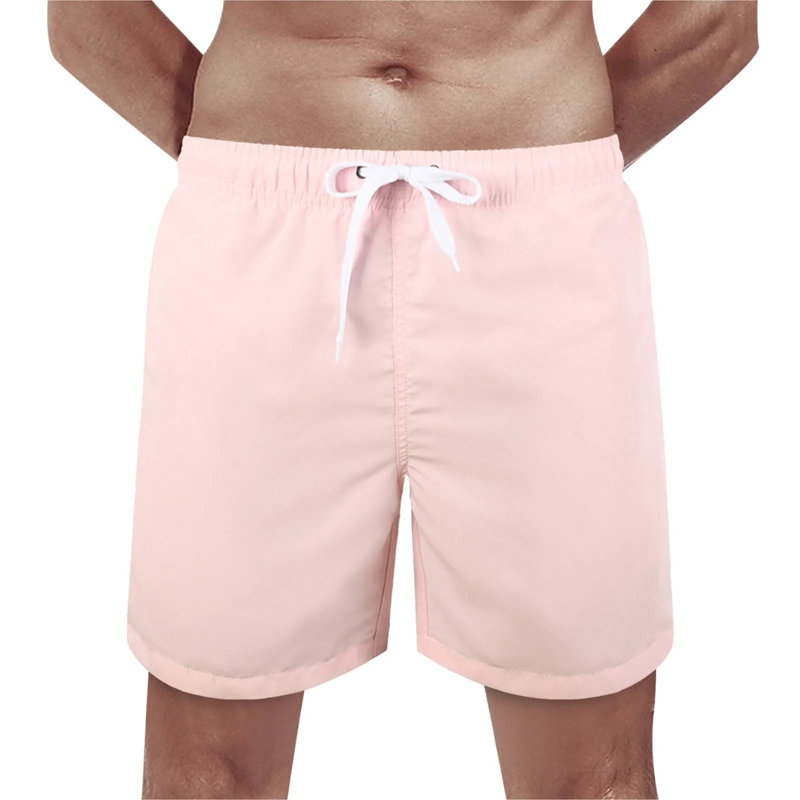 Summer Men'S Beach Shorts Fashion Solid Pocket Shorts Fitness Quick Dry Swimwear Beach Drawstring Breechcloth Bottoms 2024