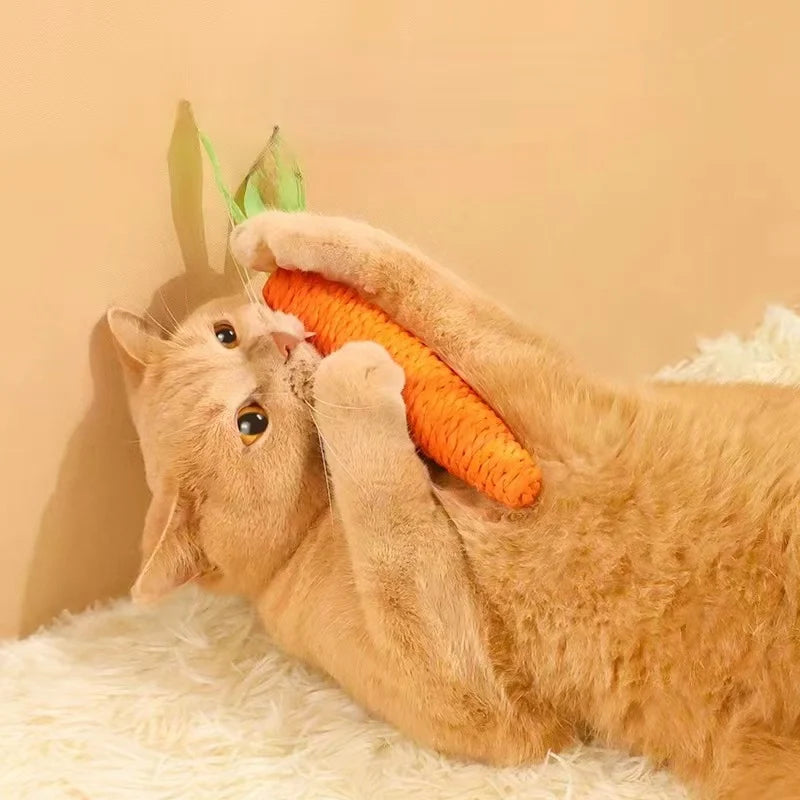 Carrot Cat Toys Pet Toys Durable Paper Rope Woven Puppy Chew Toys for Cats Molar Cleaning Teeth Pet Supplies Cat Accessories