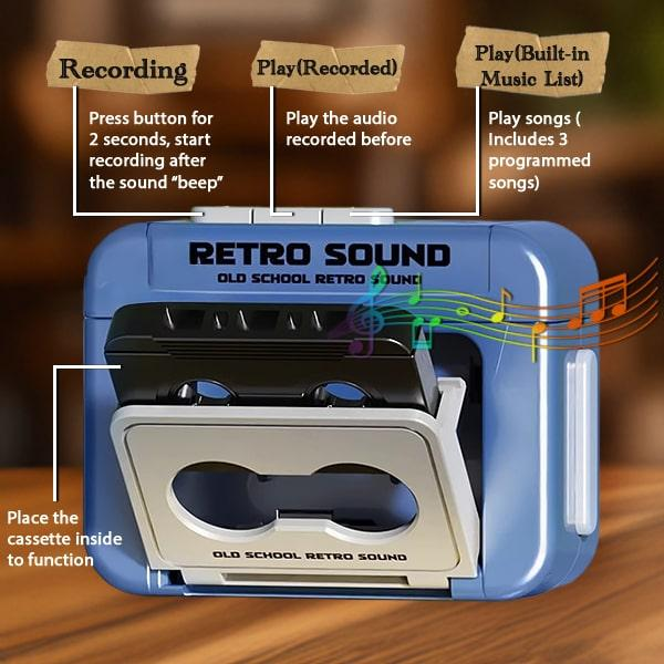 Classic Mini Retro Cassette Recorder Keychain