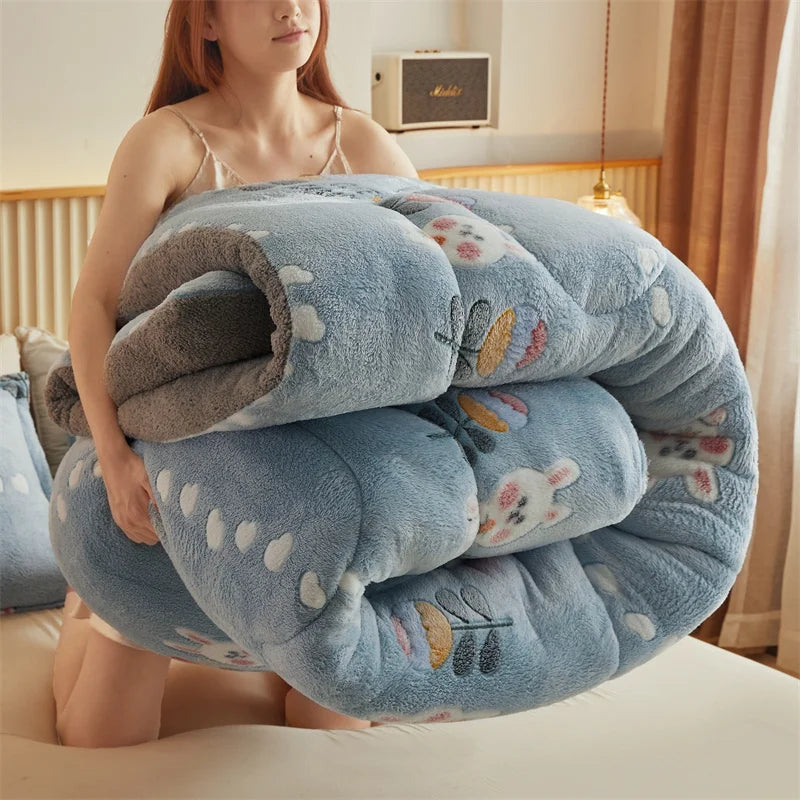 Thickened Winter Blanket Quilt Lamb Wool Double Layer Thick Warm Blanket 150/180/200 Comforter Throw Blankets for Beds