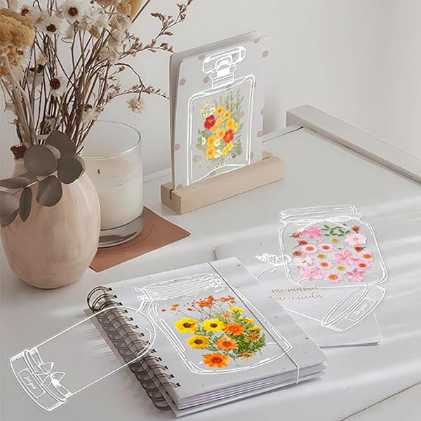 Embossed Flower Clear Bottle DIY Bookmark