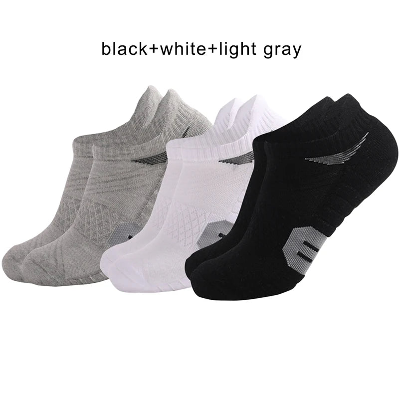 3 pairs Men's XL Running Socks Thick Wear-Resistant Absorbent Deodorant Outdoor Hiking Sports Ankle Socks