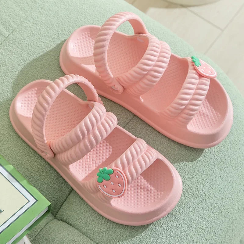 Women Slipper Clog Sandals Strawberry Fruit Cute Cloud Summer Flip Flops Beach Slides Home House Casual Cherry Shoes Flat Female