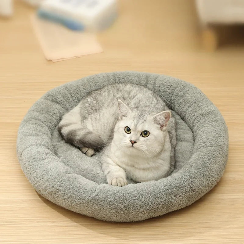 50cm Round Pet Beds Nests for Kitten Puppy Winter Warm Fleece Small Dog Kennel Soft Wear Resistant Mats Cushions Pet Supplies