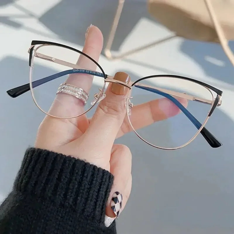 New Fashion Anti Blue Light Blocking Glasses Women Men Retro Cat Eye Frame Reading Computer Clear Lens Simple Female Eyeglasses