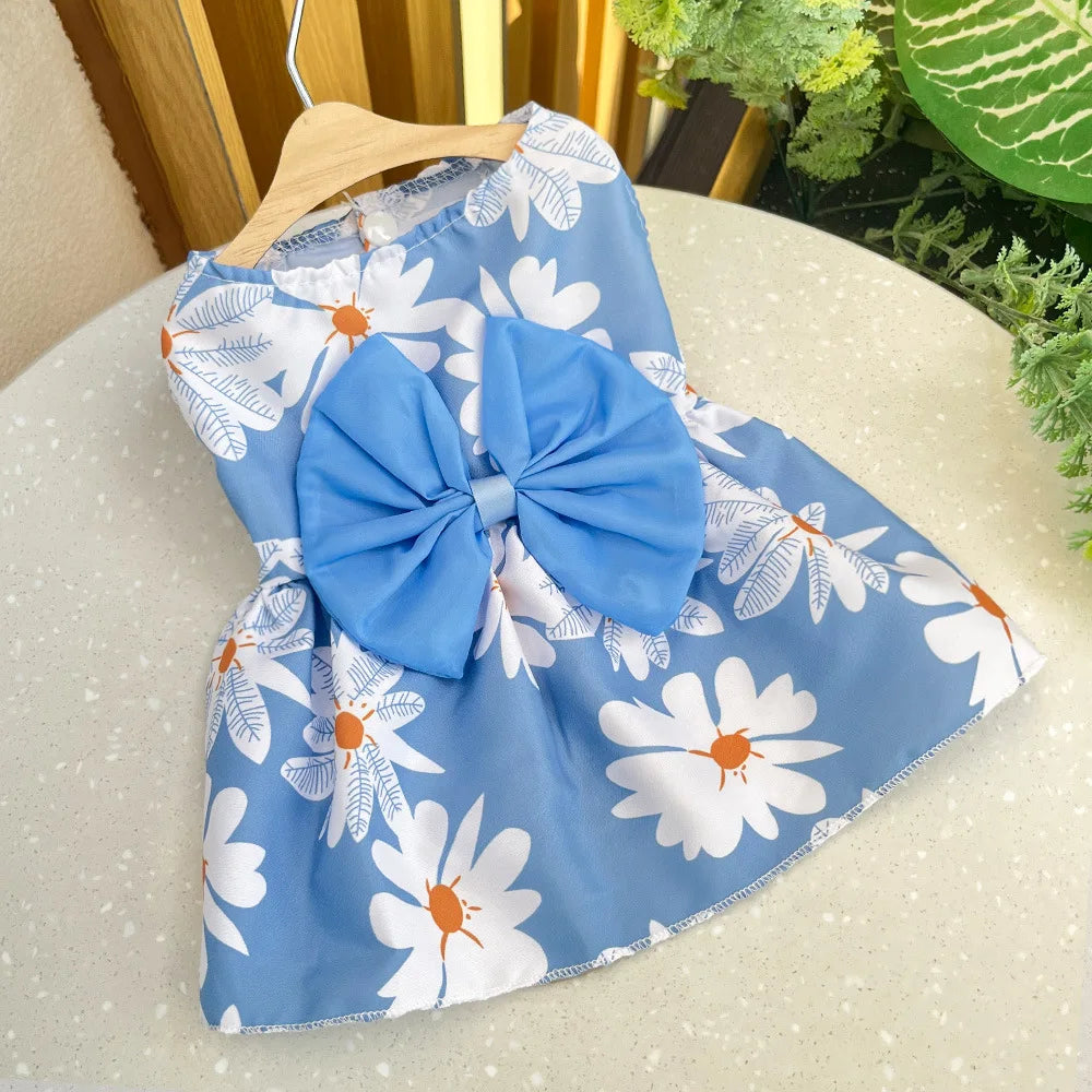 Dress for Dogs Spring Summer Puppy Dresses Sweet Pet Clothing Bichon Yorkshire Cute Printed Dog Cat Thin Skirt