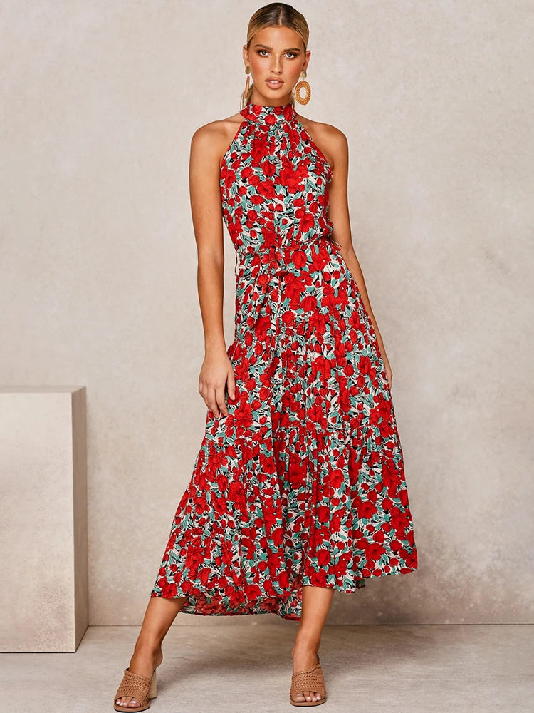 Summer Long Dress Polka Dot Casual Dresses Black Sexy Halter Strapless New 2025 Yellow Sundress Vacation Clothes For Women