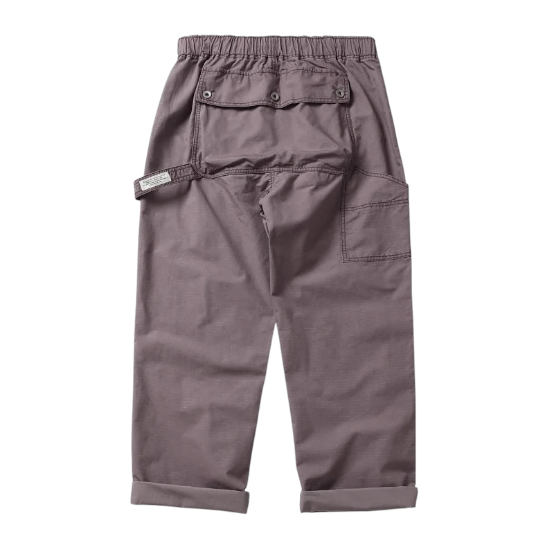 Relaxed elastic waist pants with back cargo pocket