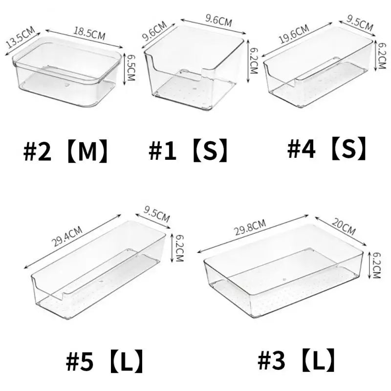 PET Clear Transparent Storage Drawer Containers Refrigerator Organizer Desktop Cosmetic Storage Boxes Decoration Organizer