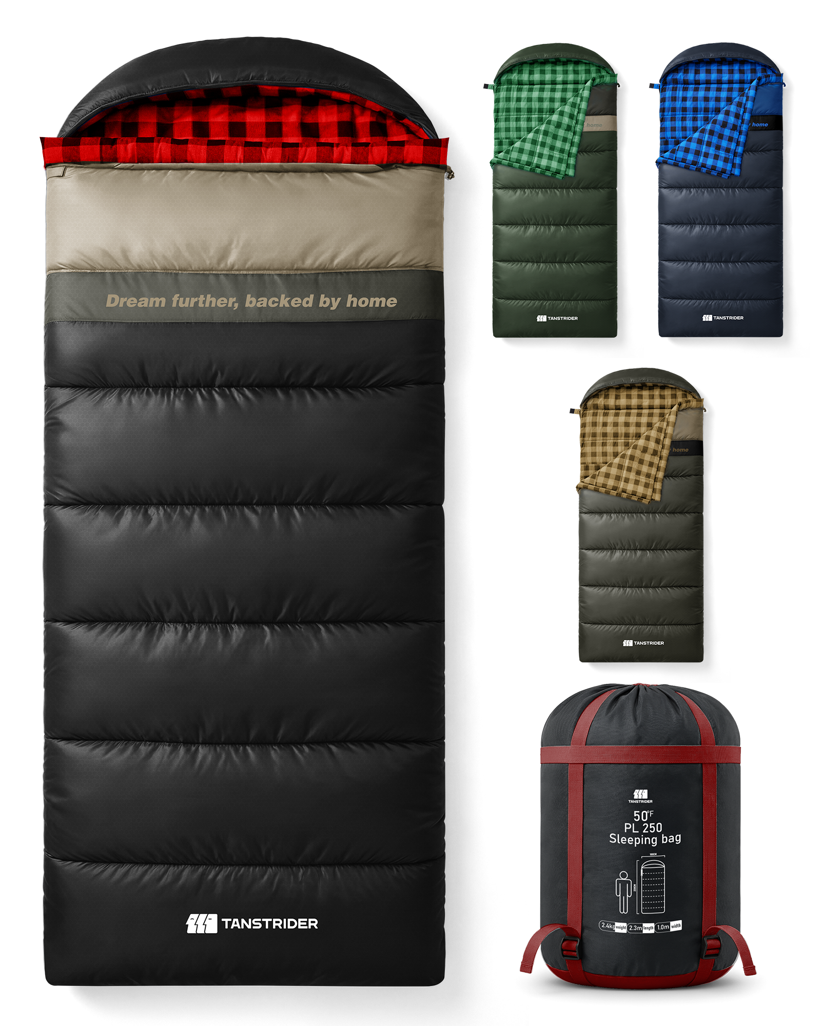 Hooded single-person flannel Plain sleeping bag