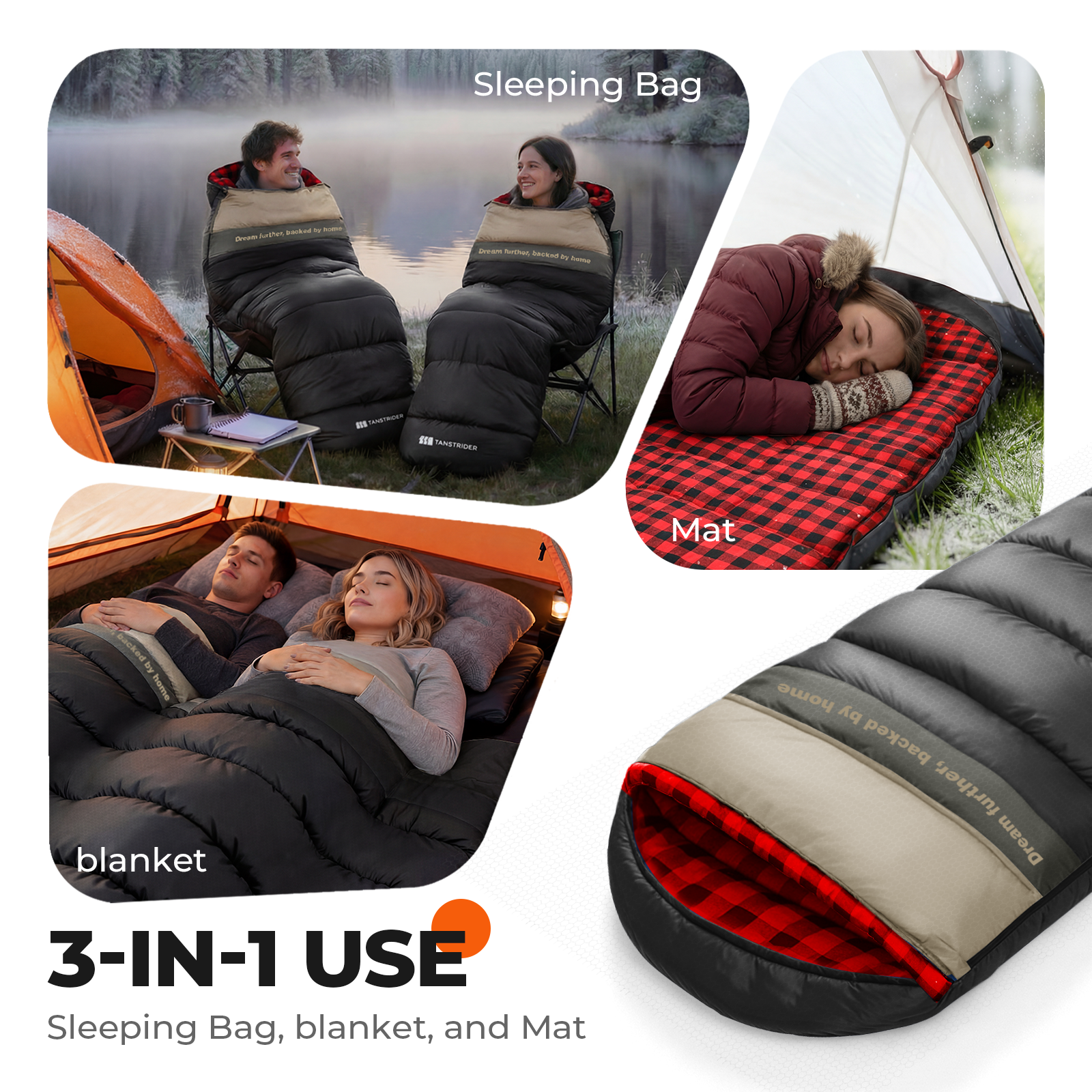 Hooded single-person flannel Plain sleeping bag