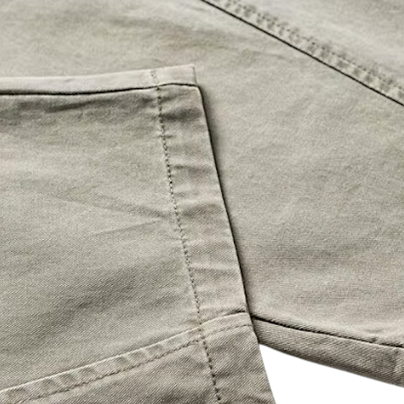 Cotton twill pants with curve seams