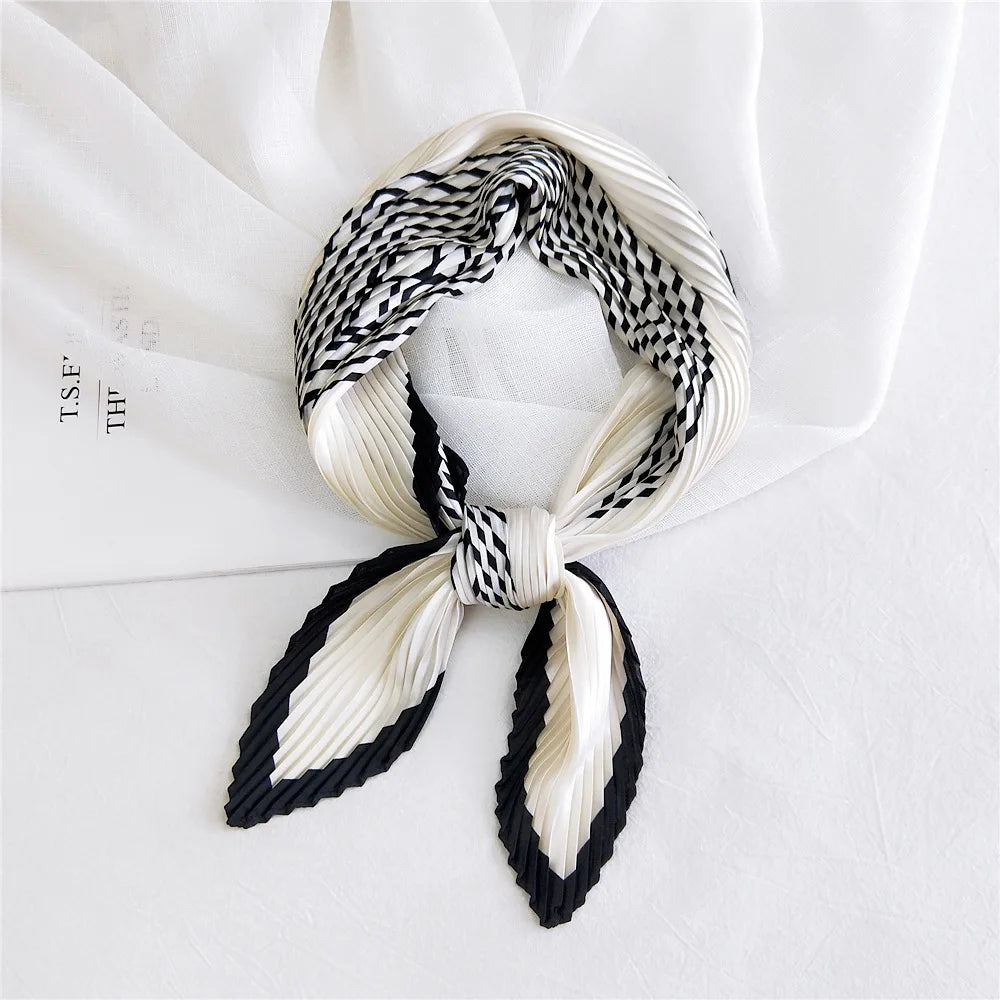 70*70cm Scarf Pleated Crinkle Women's Hijab Wrinkle Shawl Scarves Women Satin Scarf Neckerchief Square Skinny Hair Tie Band