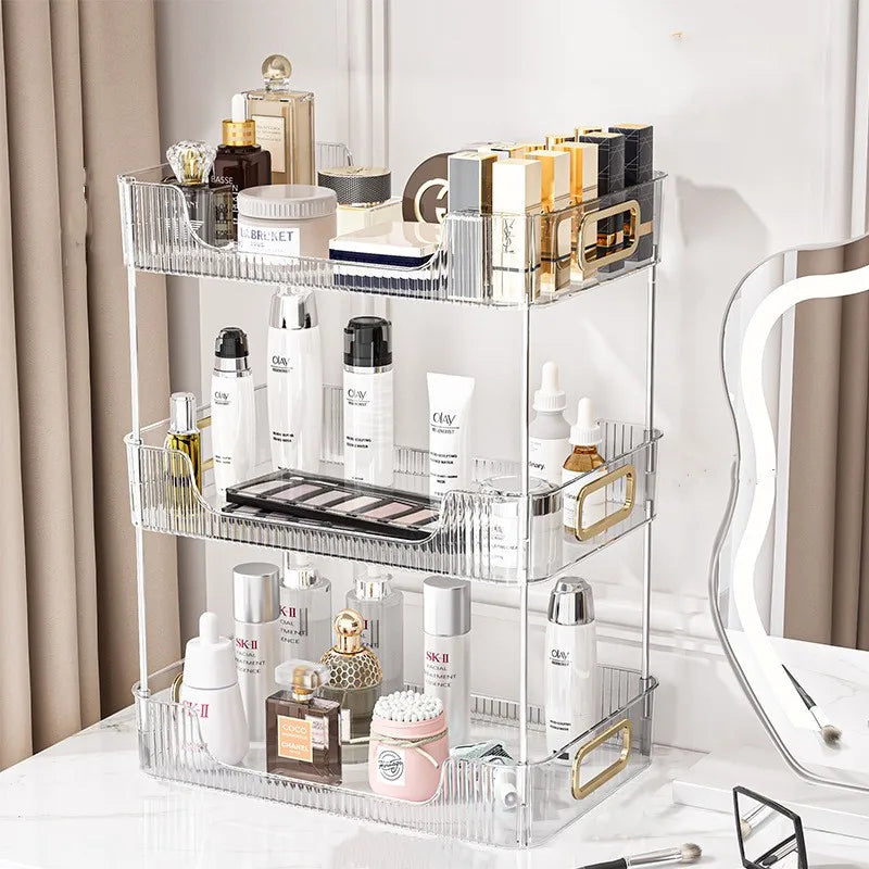 &Bathroom Organizer Shelf Acrylic Makeup Storage Rack Large Capacity Skincare Cosmetic Liptick Home Kitchen Desktop Holder