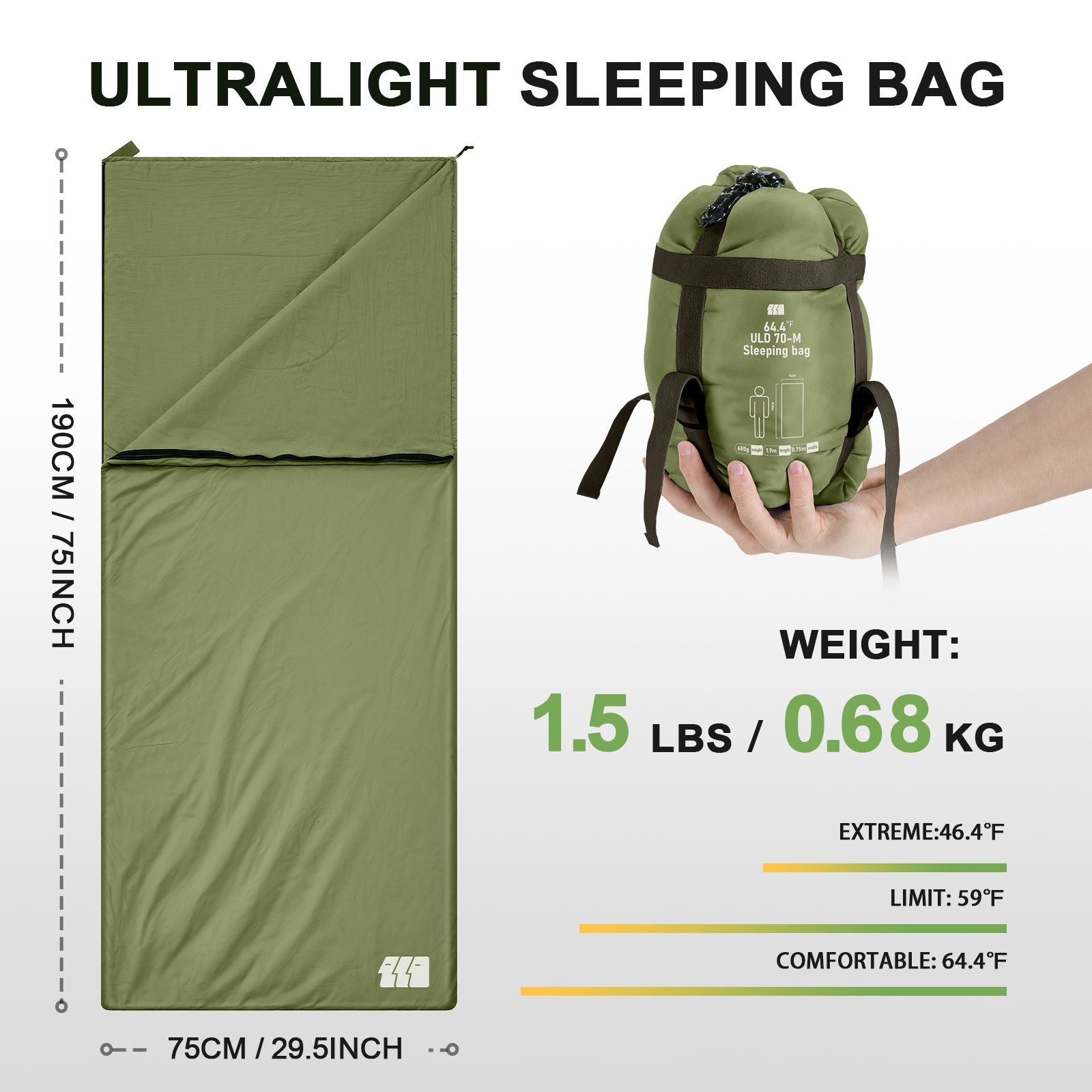 Tanstrider Cirro Ultra-Light Sleeping Bag Green