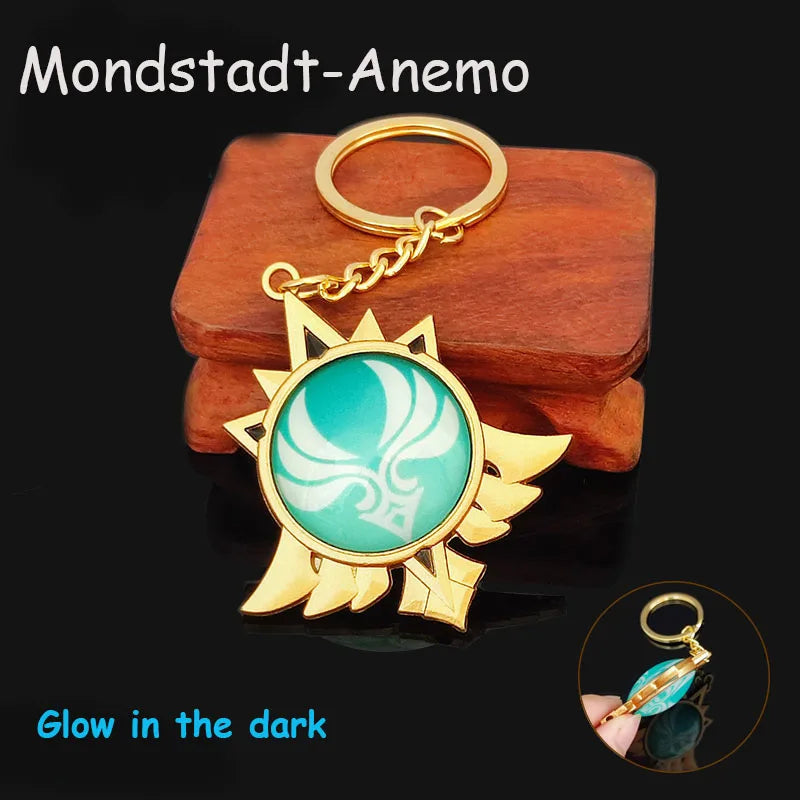 Game Impact Mondstadt Liyue Inazuma Sumeru Cosplay Vision Keychain Pyro Cyro Electro Hydro Geo Anemo Bag Pendant Props