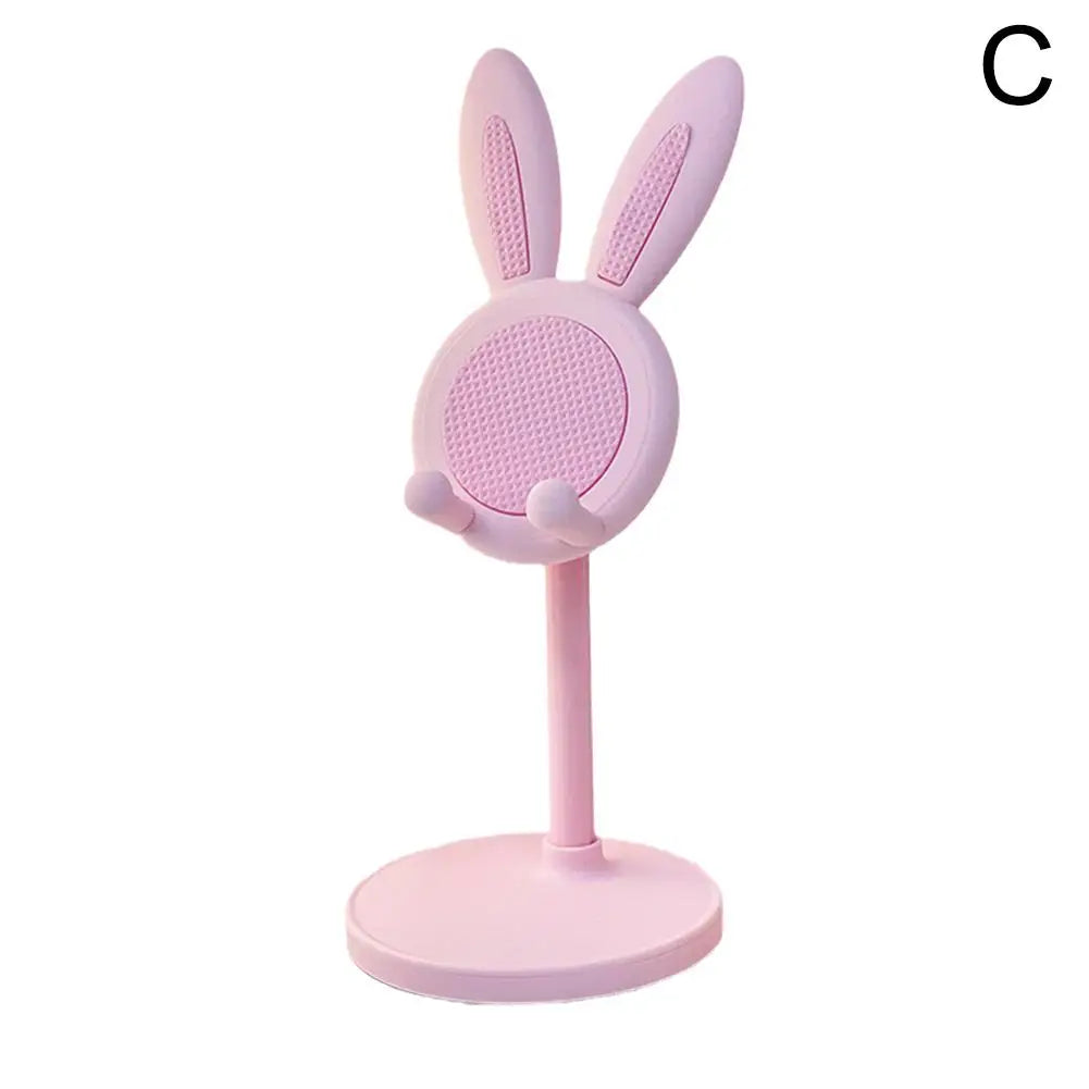 Cute Cartoon Bunny Desktop Mobile Phone Holder Stand Smartphone Tablet Bracket Adjustable Telescopic Lifting Lazy Bracket