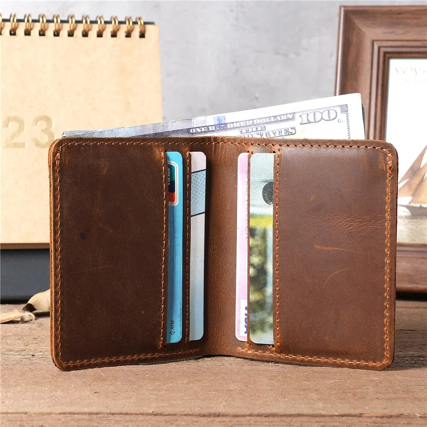 Handmade Crazy Horse Leather Personalised Wallet for Men Minimalist Leather Wallet Men Pure Leather Wallet