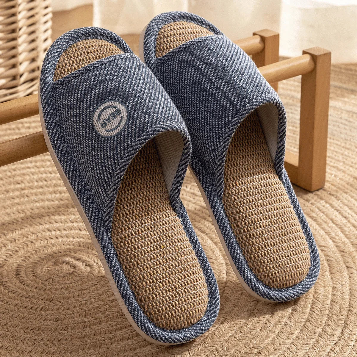 Linen Slippers Women Men Couples Home Non Slip Slides Breathable Shoes Casual House Bedroom Comfortable Cotton Hemp Flats