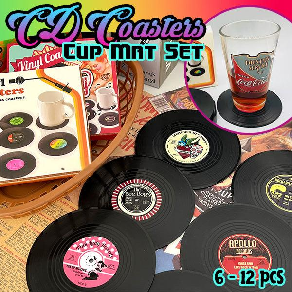 Retro CD Record Coasters Cup Mat Set (6-12PCS)