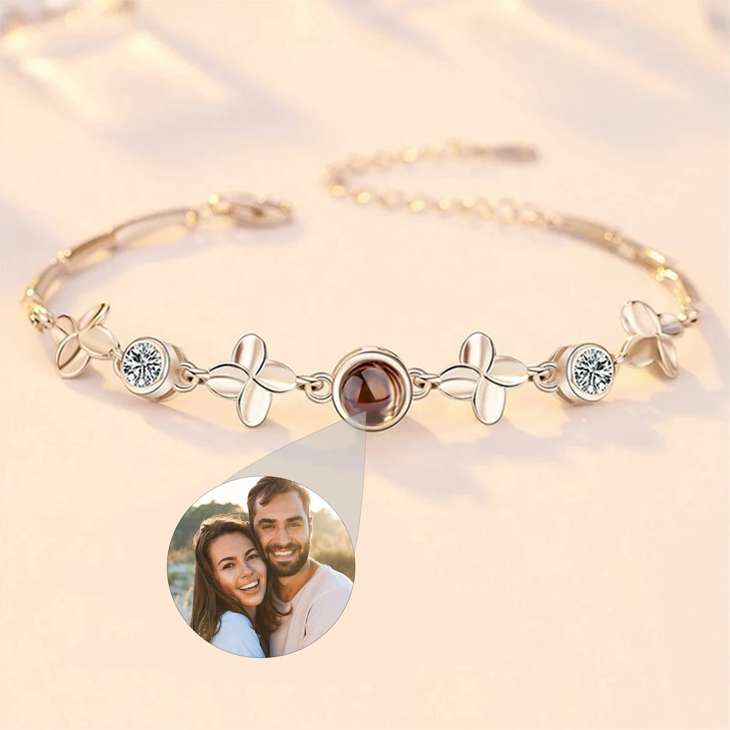 Personalized Projection Photo Bracelet-Heart Pendant Bracelet-Projection -Memorial Photo Bracelet-Photo Jewelry