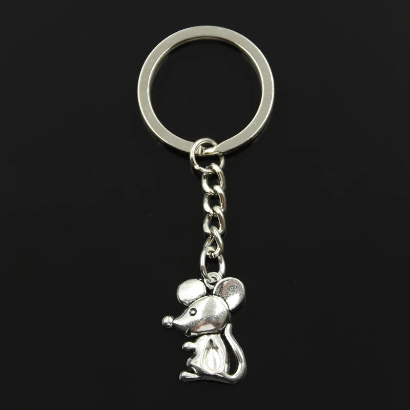 New Fashion Keychain 24x18mm Mouse Pendants DIY Men Jewelry Car Key Chain Ring Holder Souvenir For Gift