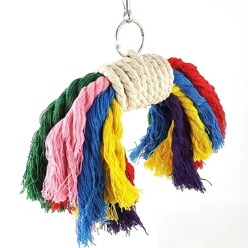 Parrot Chew Toy Hanging Multicolor Rope anti-bite Parrot Cage Foraging Toy Chew Toy Pet Bird Bird Supplies Bird Accessories