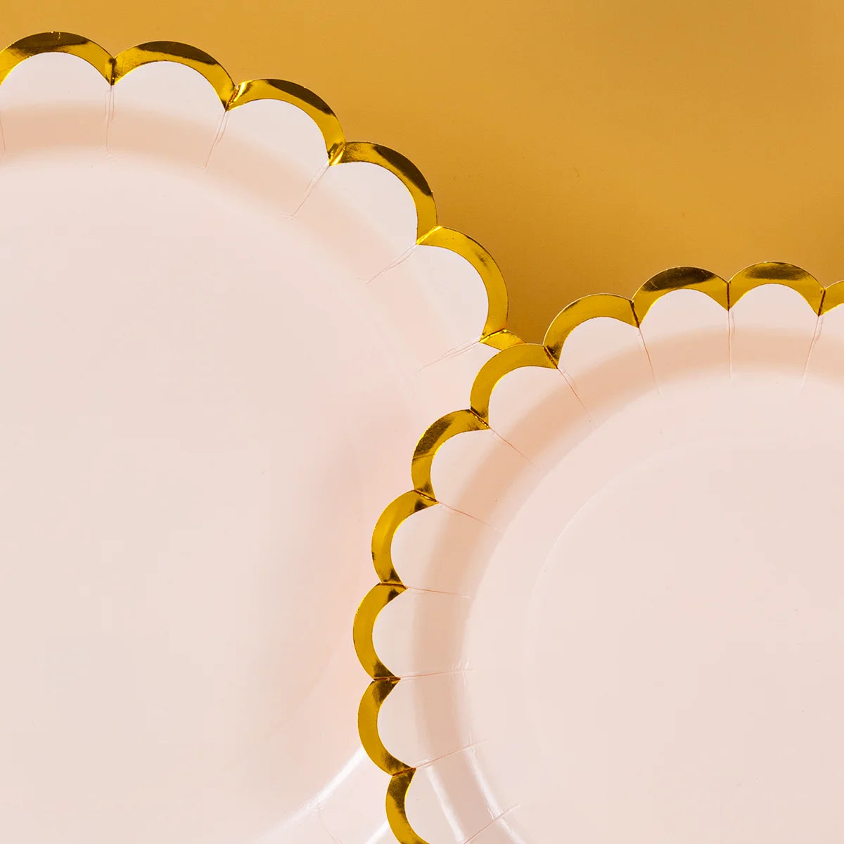 Disposable Paper Plates Pink Gold Scalloped Edge Round Plates for Wedding Birthday Party Tableware