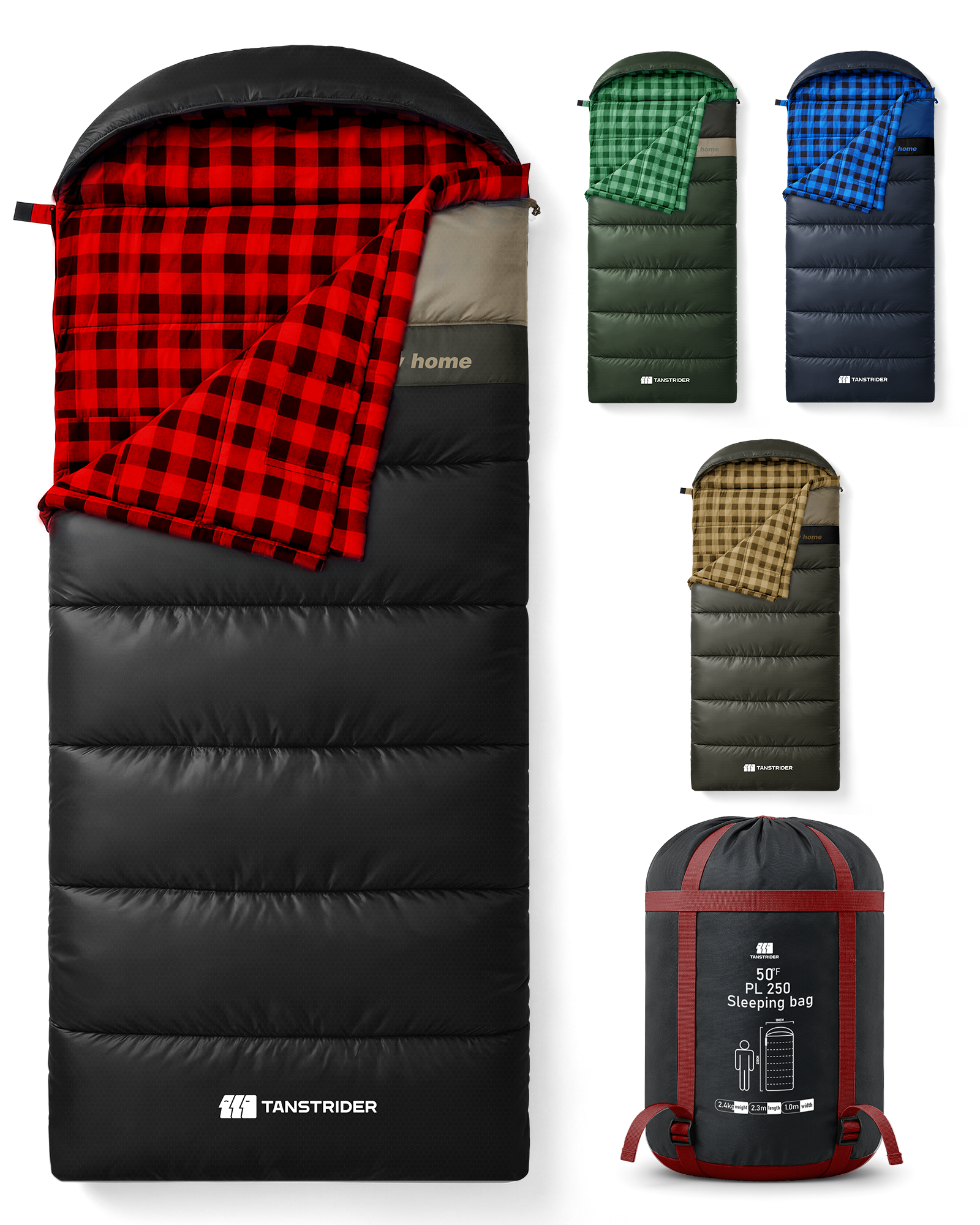 Hooded single-person flannel Plain sleeping bag