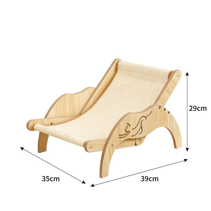 Wooden Cat Scratcher Board Adjustable Cat Recliner Sisal Cat Sleeping Bed Nest Beach Comfort kitten Sofa Cat Accessories 2024