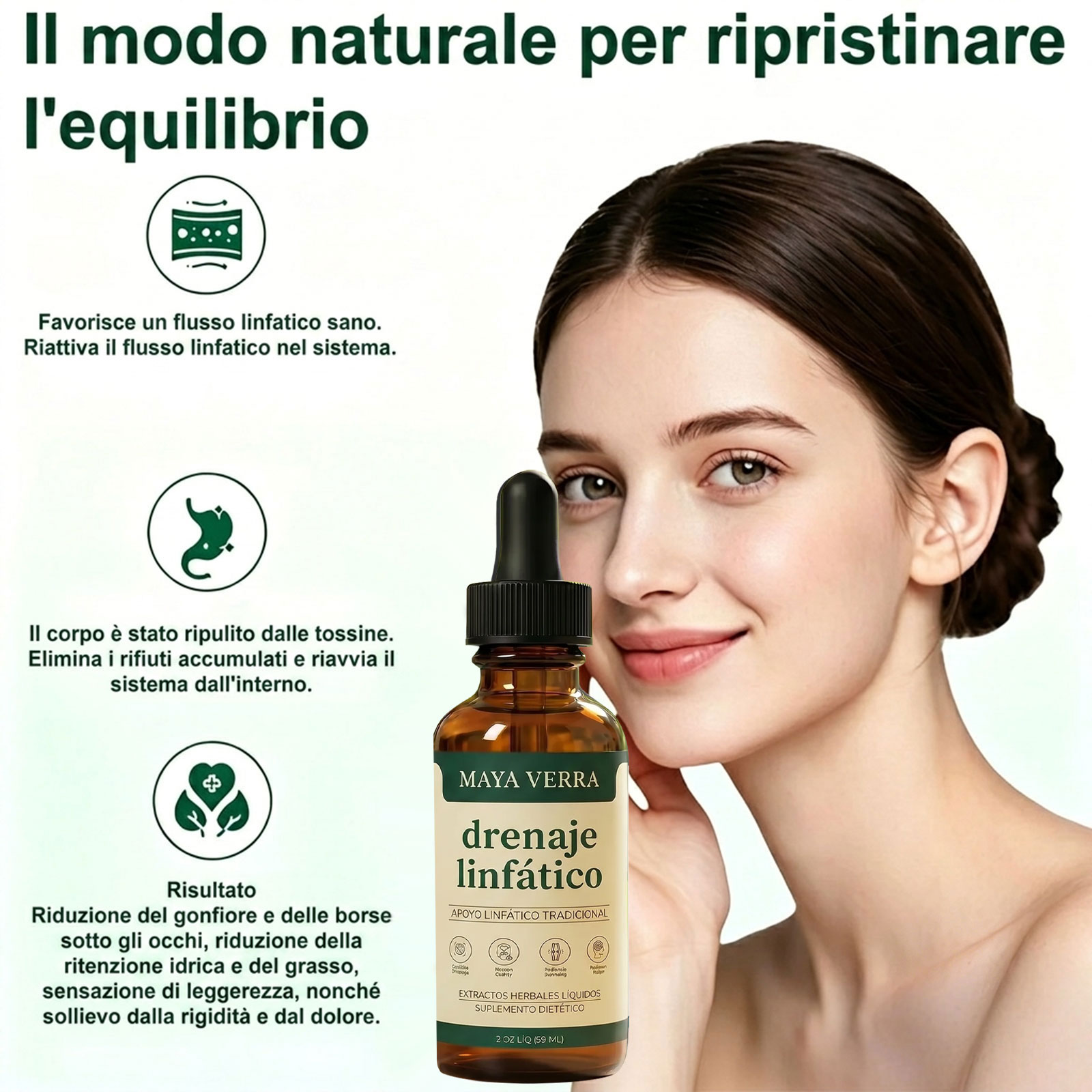 Mayaverra Drenaje Linfático Gotas, 2026 Nuevas Gotas de Drenaje Linfatico para Piernas y Abdomen, Naturales a Base de Hierbas, Senza Glutine, para hombres y mujeres