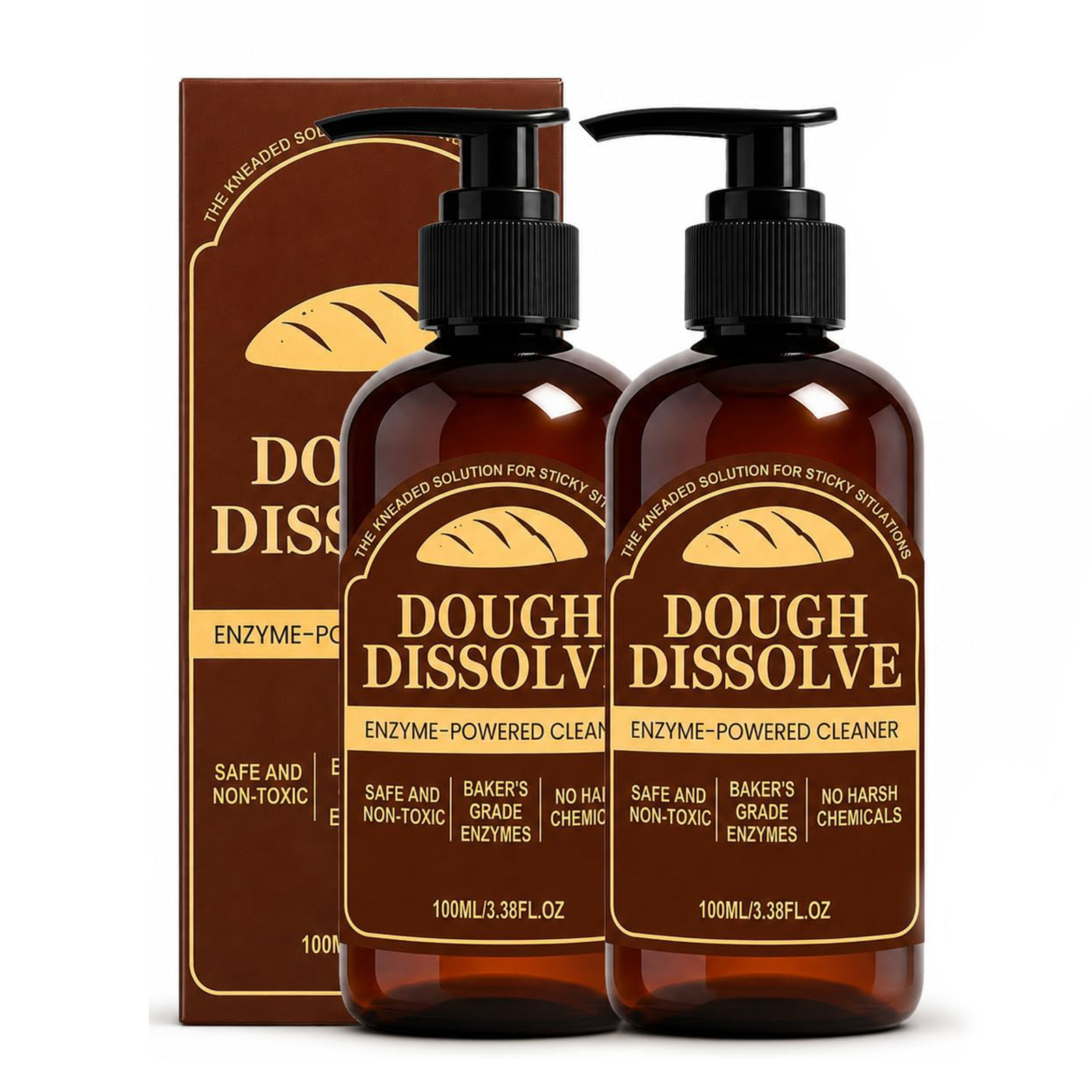 The Kneaded Solution For Sticky Situations, 2026 Upgraded Dough Dissolve Soap for Sourdough, Amylase & Protease Enzyme Cleaner for Bannetons, Proofing Baskets & Bread Tools, Helps Dissolve Flour & Starch Residue