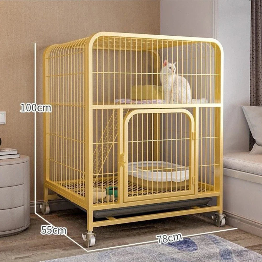 Stainless Steel Pet Villa Modern Iron Mesh Cat Cage Indoor Double Layer Dog House Large Space Free Space Pulley Cat Cages Indoor