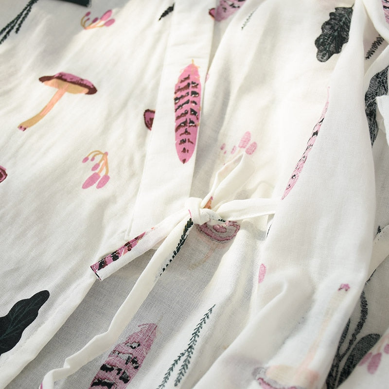 pajamas summer new 100% cotton gauze pajamas nightgown ladies SPA yukata homewear long pajamas women
