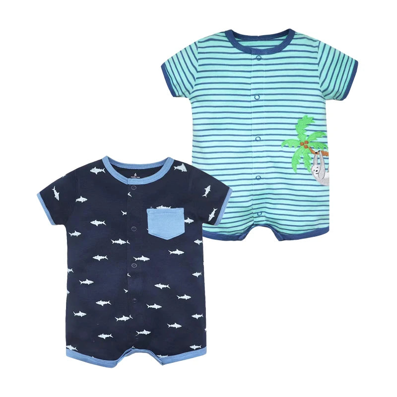 2Pcs/lot Brand Summer Baby Girl Clothes Cotton Jumpsuit Baby Clothing Short sleeve  Infant Boys Clothes 0-24M Baby Rompers