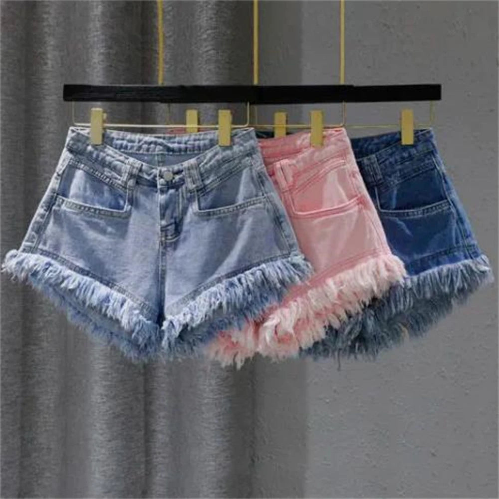 Female Drop Shipping Short Pants Breechcloth Scanties Burrs Summer Woman Denim Shorts High Waist Ripped Jeans Shorts Sexy  2XL