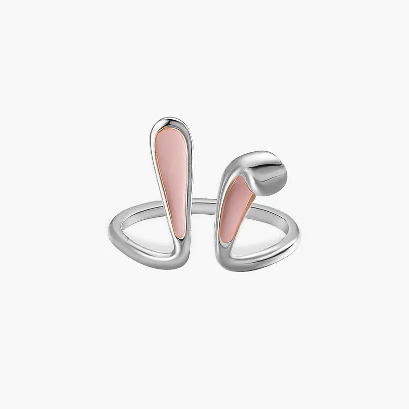 Cute Pink Bunny Ears Ring Girls Woman Trendy Jewelry Gifts Wedding Banquet Accessories Ring Resizable