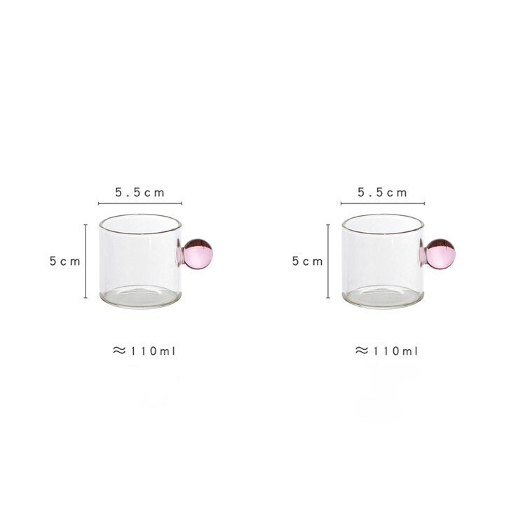Espresso Cups small Cups Home Glass Ball Handle Coffee Cup Tea Water Cup Saucer  Steak Juice Bucket Table Decor
