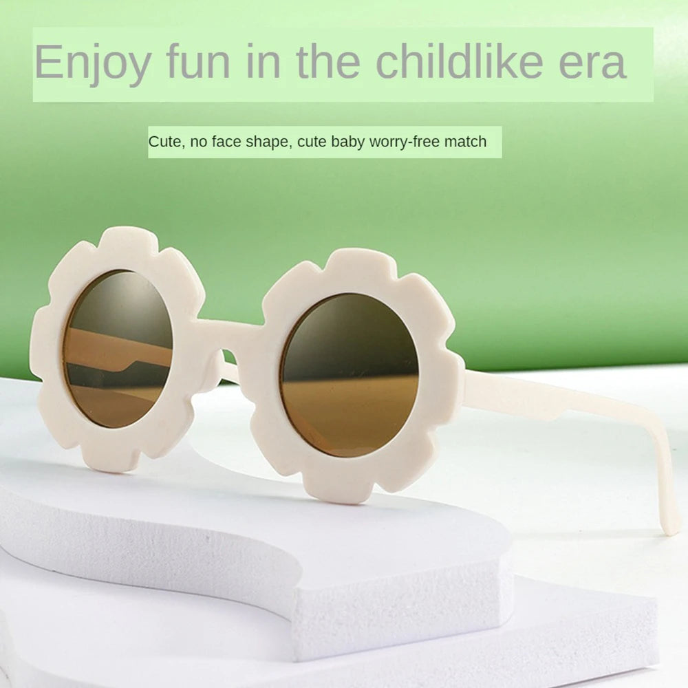 Sun Flower Sunglasses For Children Round Summer Travel Shades Boys Girls Lovely Eyewear Kids Baby UV Protection Oculos De Sol