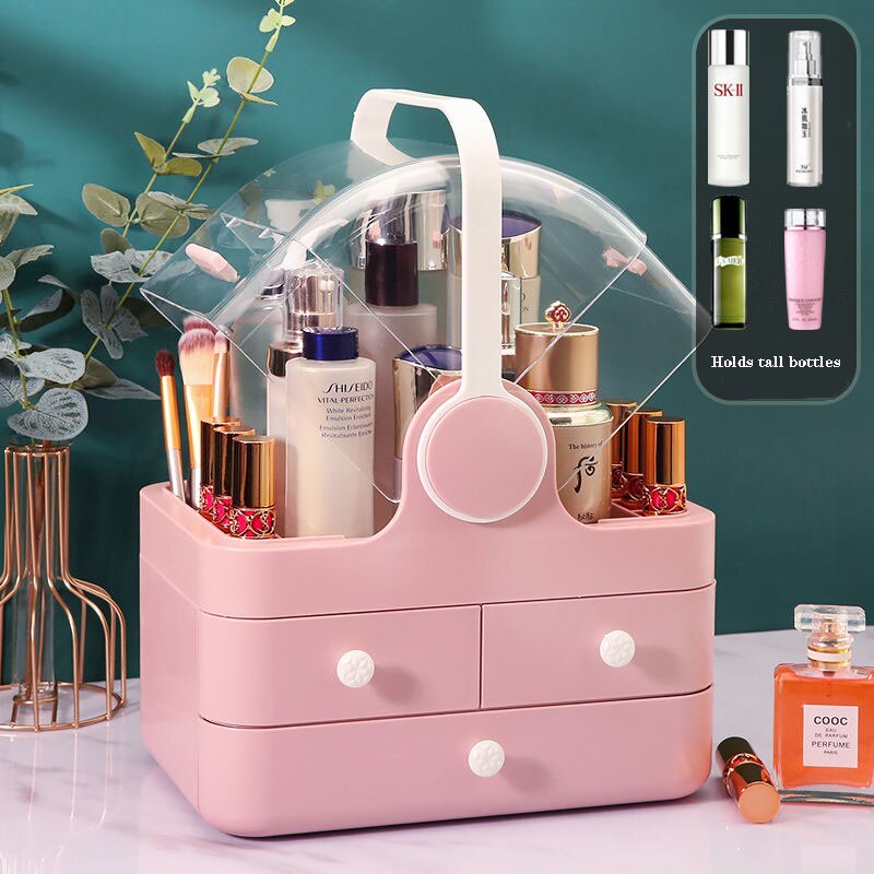 Box Makeup Organizer Jewelry Storage Box Lipstick Holder Earring Necklace Drawer Transparent Desktop Shelf