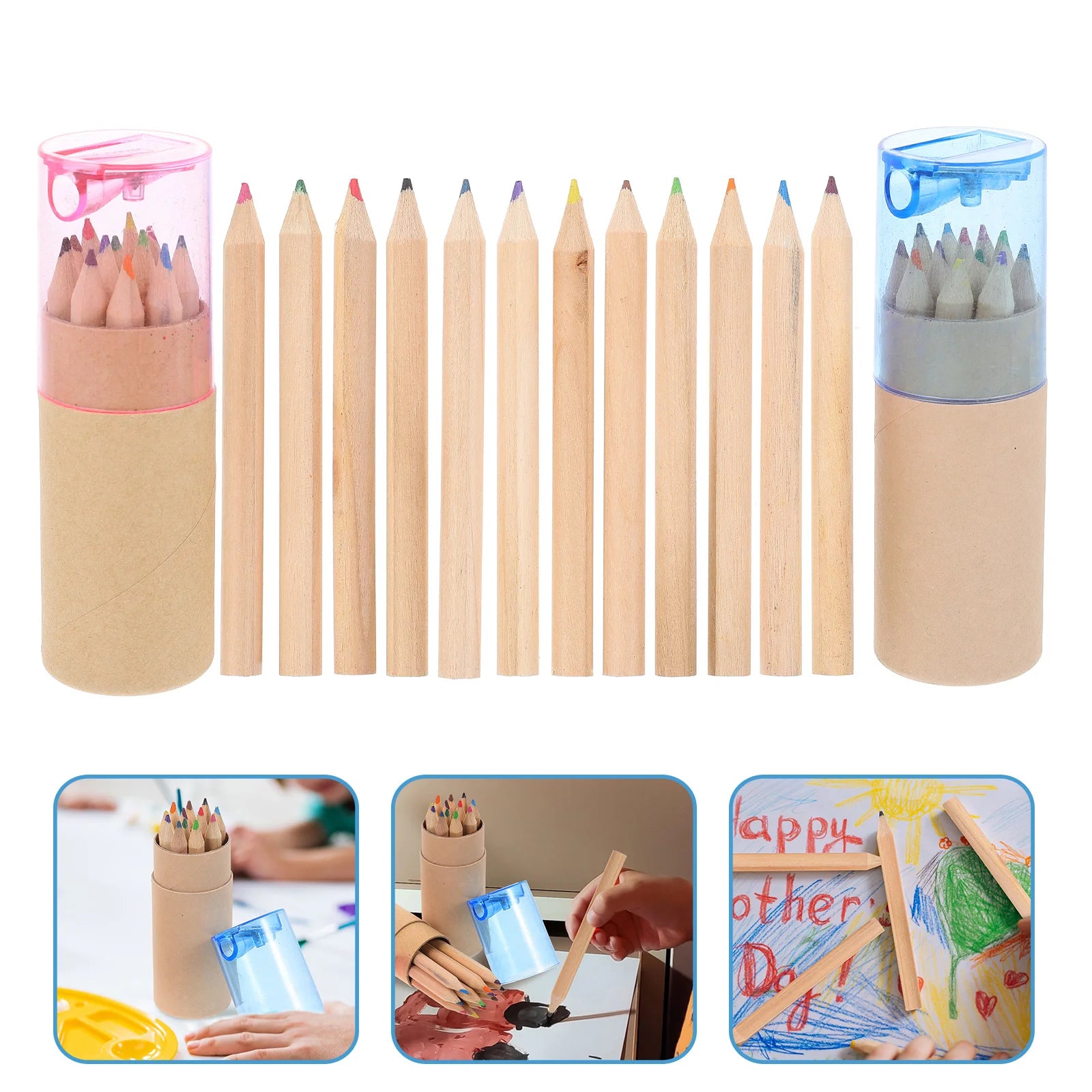 24 Pcs Coloring Colored Drawing Pencils Child for Kids Water Doodle Mat Wooden Mini Watercolor