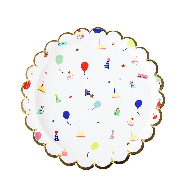 Cartoon Disposable Tableware Theme Party Paper Plate Kids Birthday Baby Shower Party Decorations Festival Tableware Supplies