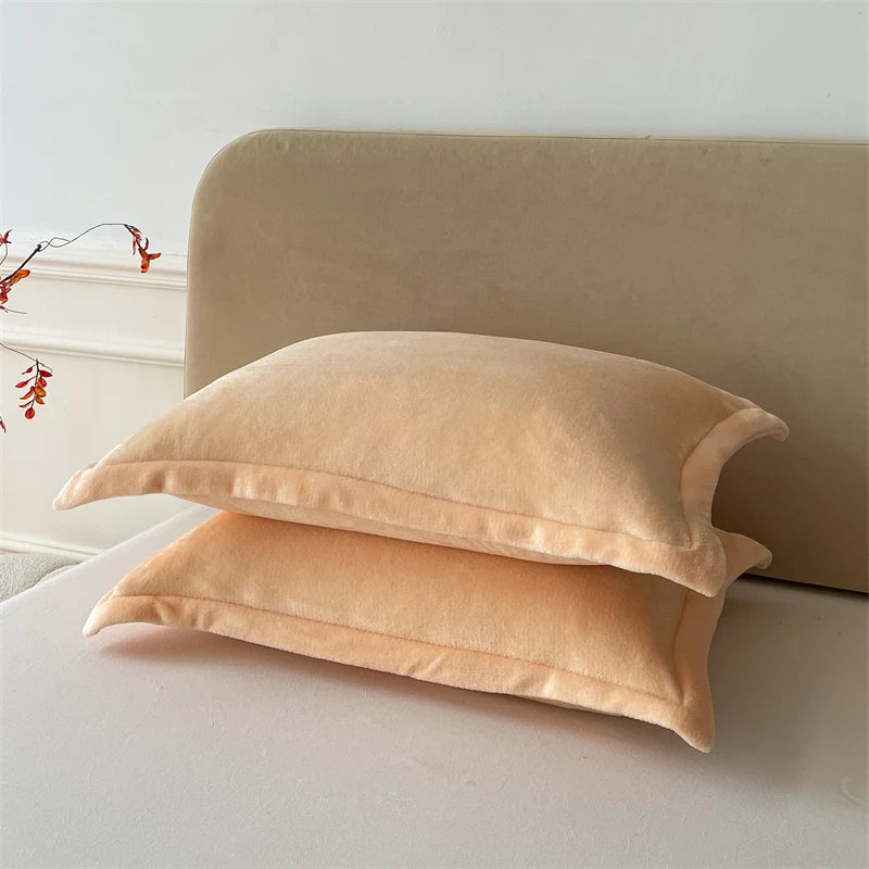 Solid Color Pillows Cover Velvet Pillowslip funda almohada 48x74cm Pillowcase Rectangle Cushion Cover 2pcs Warm Pillow Cases