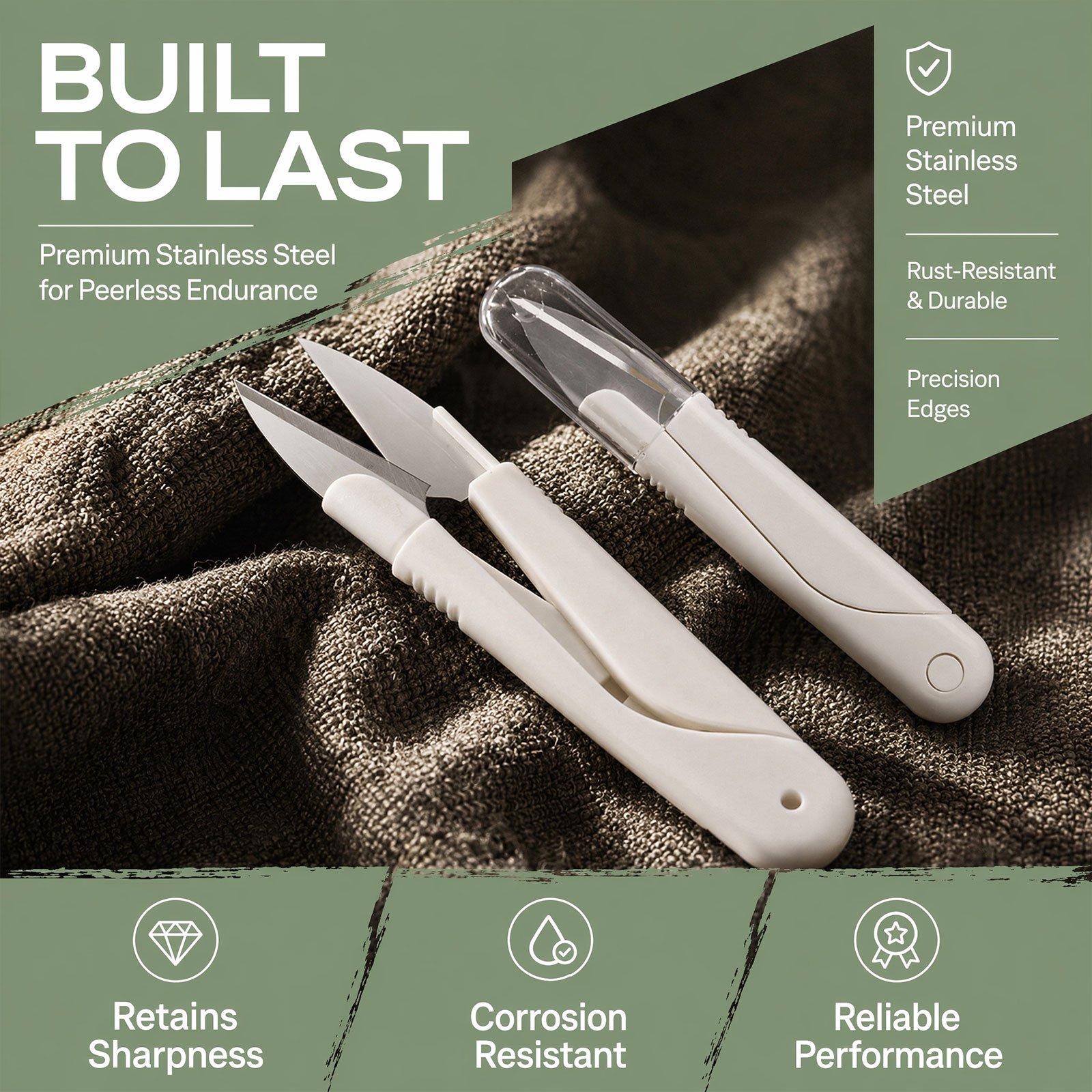 Thread Snips, Stainless Steel Thread Cutter Scissors, Ergonomic Durable Crafting Tool for Embroidery, Knitting & Sewing Projects