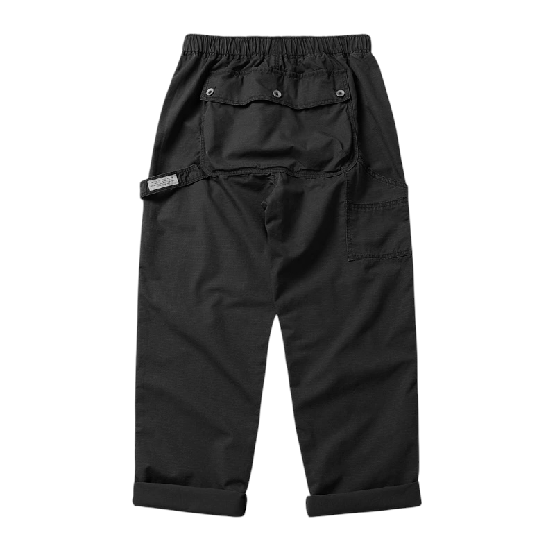 Relaxed elastic waist pants with back cargo pocket