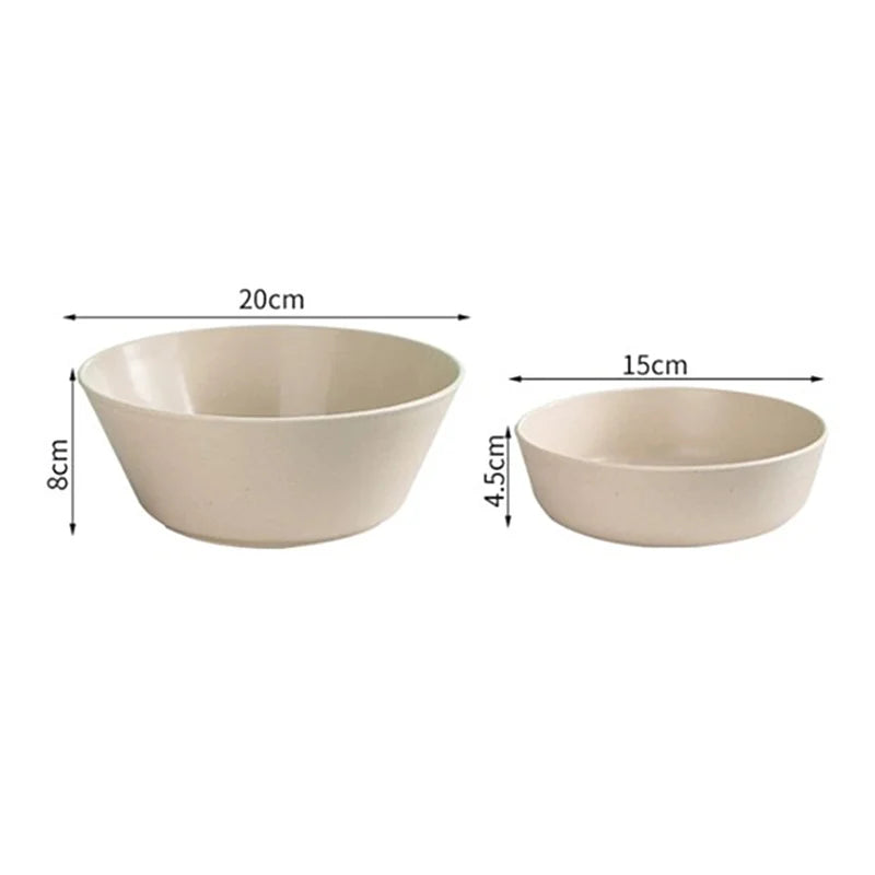 Plastic Household Rice Bowl Nordic Style Large-capacity Noodle Bowl Thickened Wheat Straw Soup Bowls Kitchen Tableware Tools