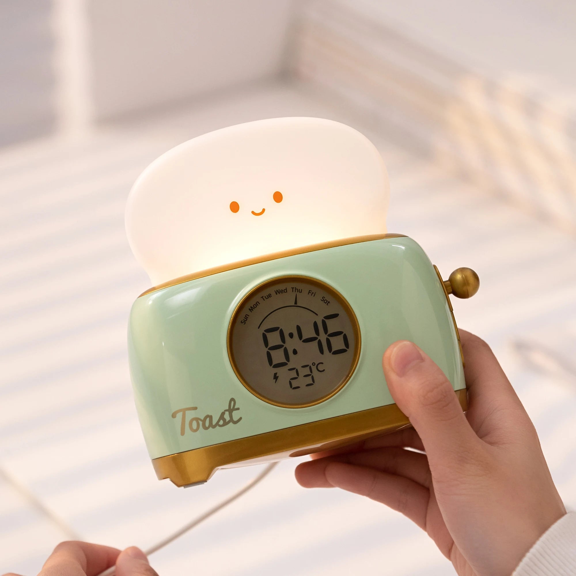 Night Lights Alarm Clock Wake Up LED Nightlight Creative Bedsides Desk Lamp Indoor Lighting Timing USB Dimmable Light Kids Gifts