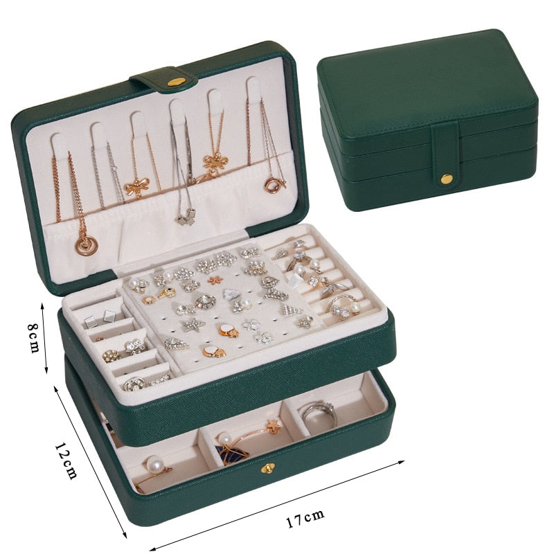 Size S/M/L Jewelry Organizer Display Travel Jewellery Case Boxes Travel Portable Jewelry Box PU Storage Organizer Earring Holder