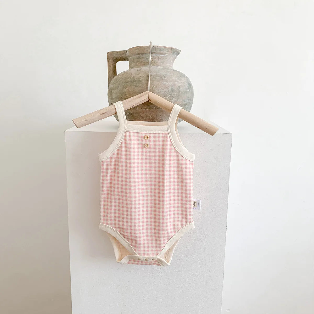 Summer Newborn Baby Girls Sleeveless Sling Plaid Outfits Cotton Soft Jumpsuits Infant Kids Casual Clothing Bodysuits